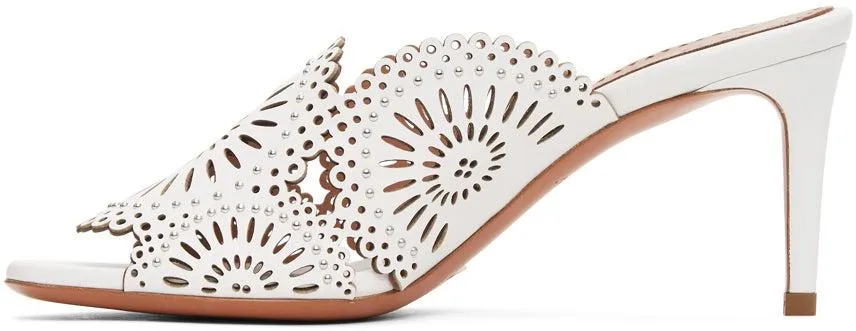 ALAÃA White Vienne Molukai Heeled Mules