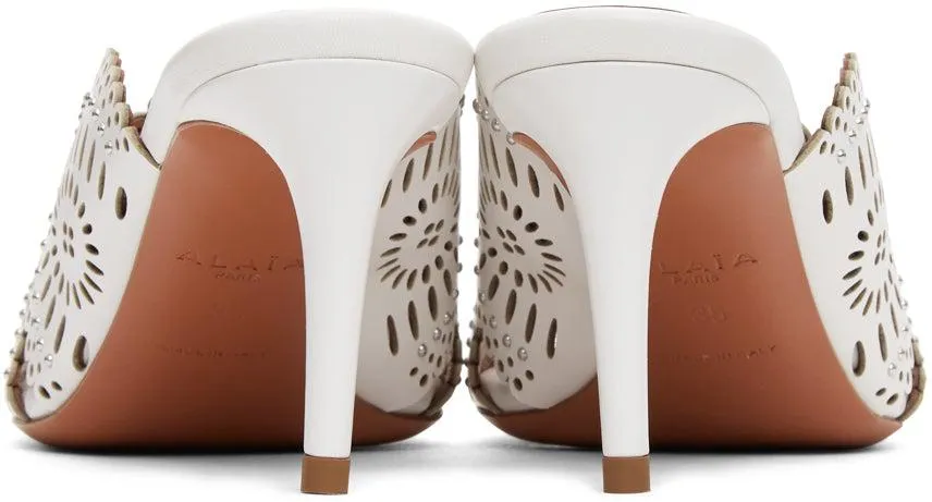 ALAÃA White Vienne Molukai Heeled Mules