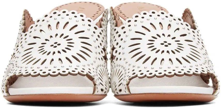 ALAÃA White Vienne Molukai Heeled Mules
