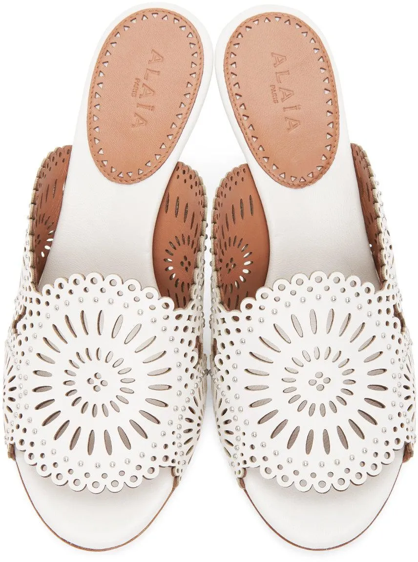 ALAÃA White Vienne Molukai Heeled Mules
