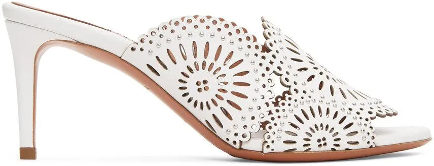 ALAÃA White Vienne Molukai Heeled Mules