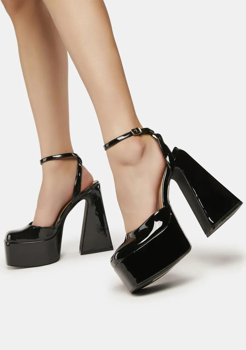 Black Adley Platform Block Heels