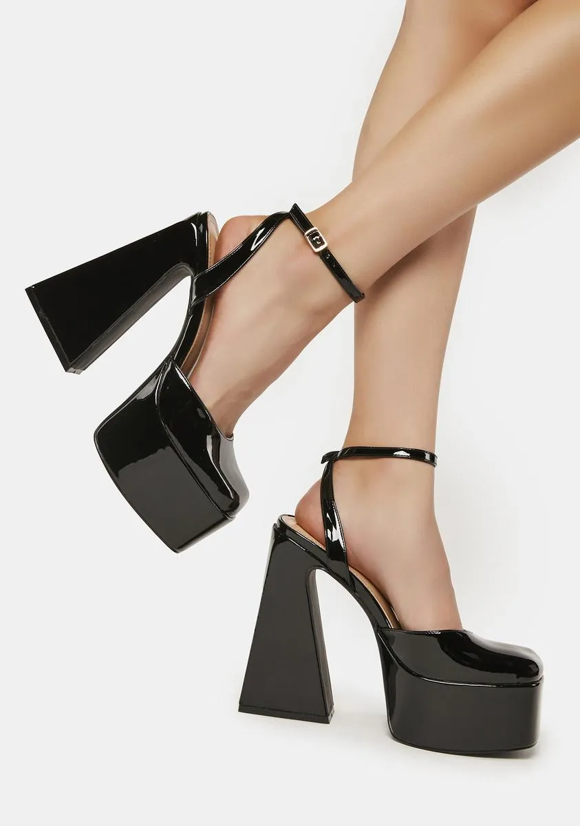 Black Adley Platform Block Heels