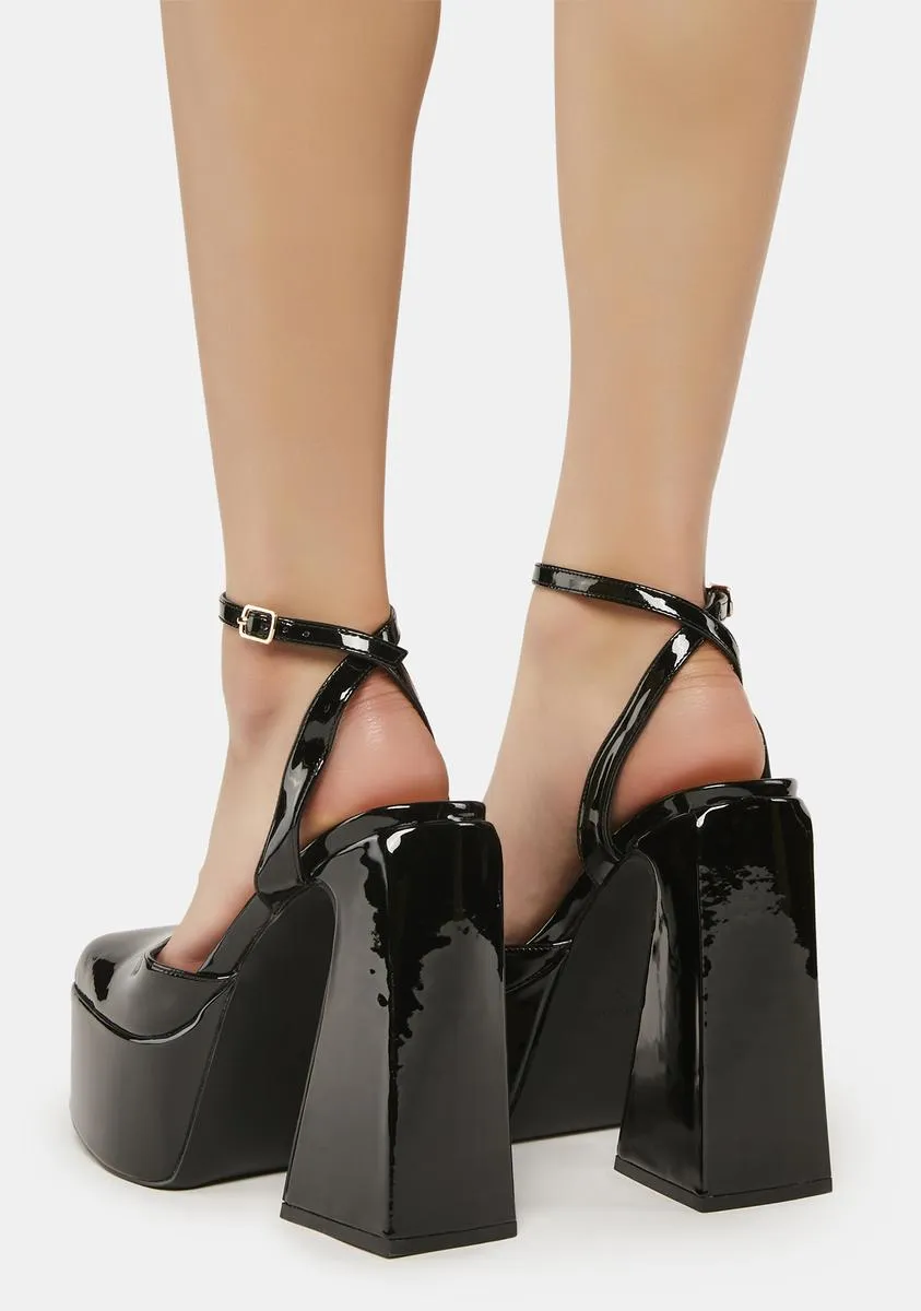 Black Adley Platform Block Heels