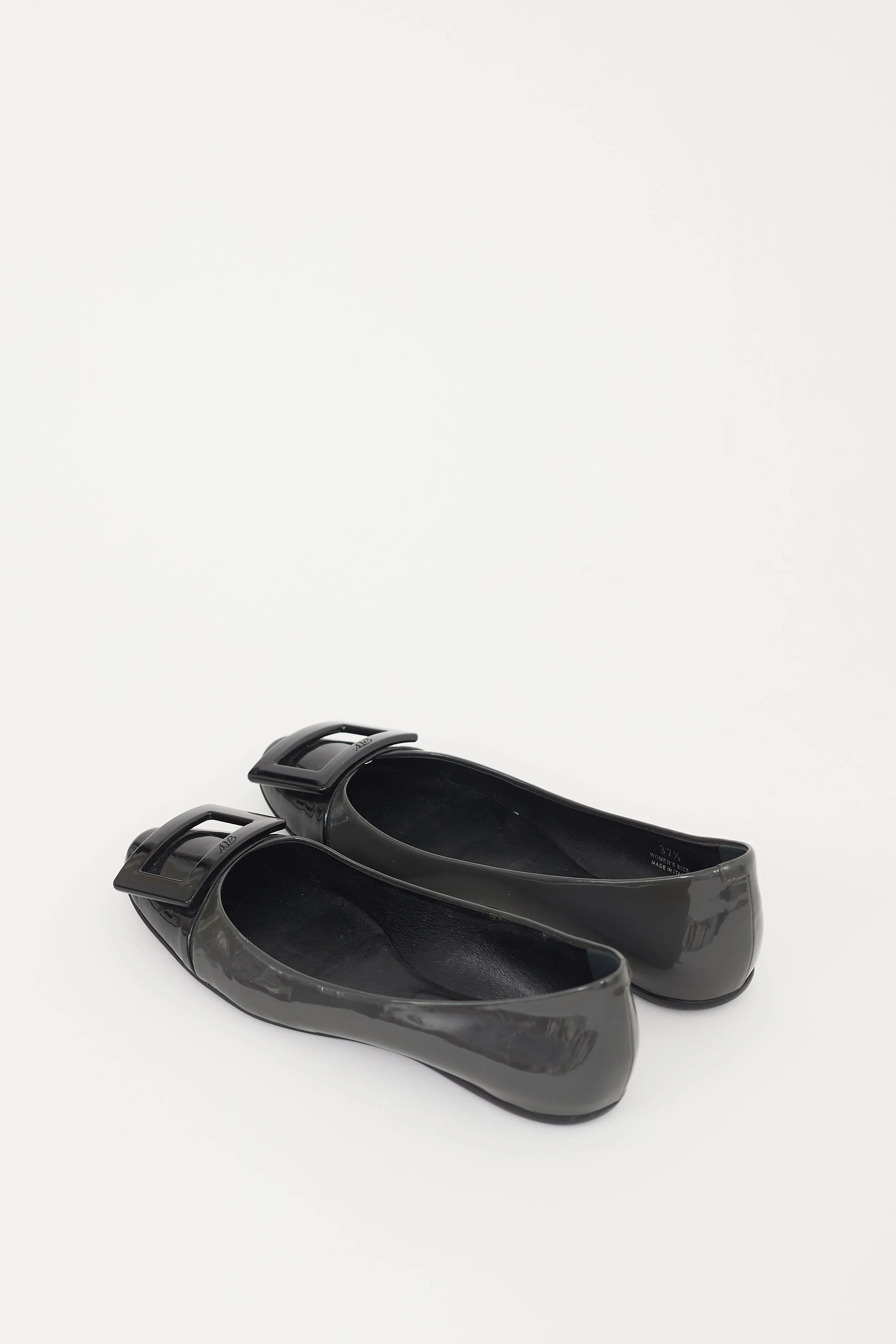 Black & Grey Patent Leather Gommettine Flat
