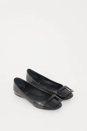 Black & Grey Patent Leather Gommettine Flat