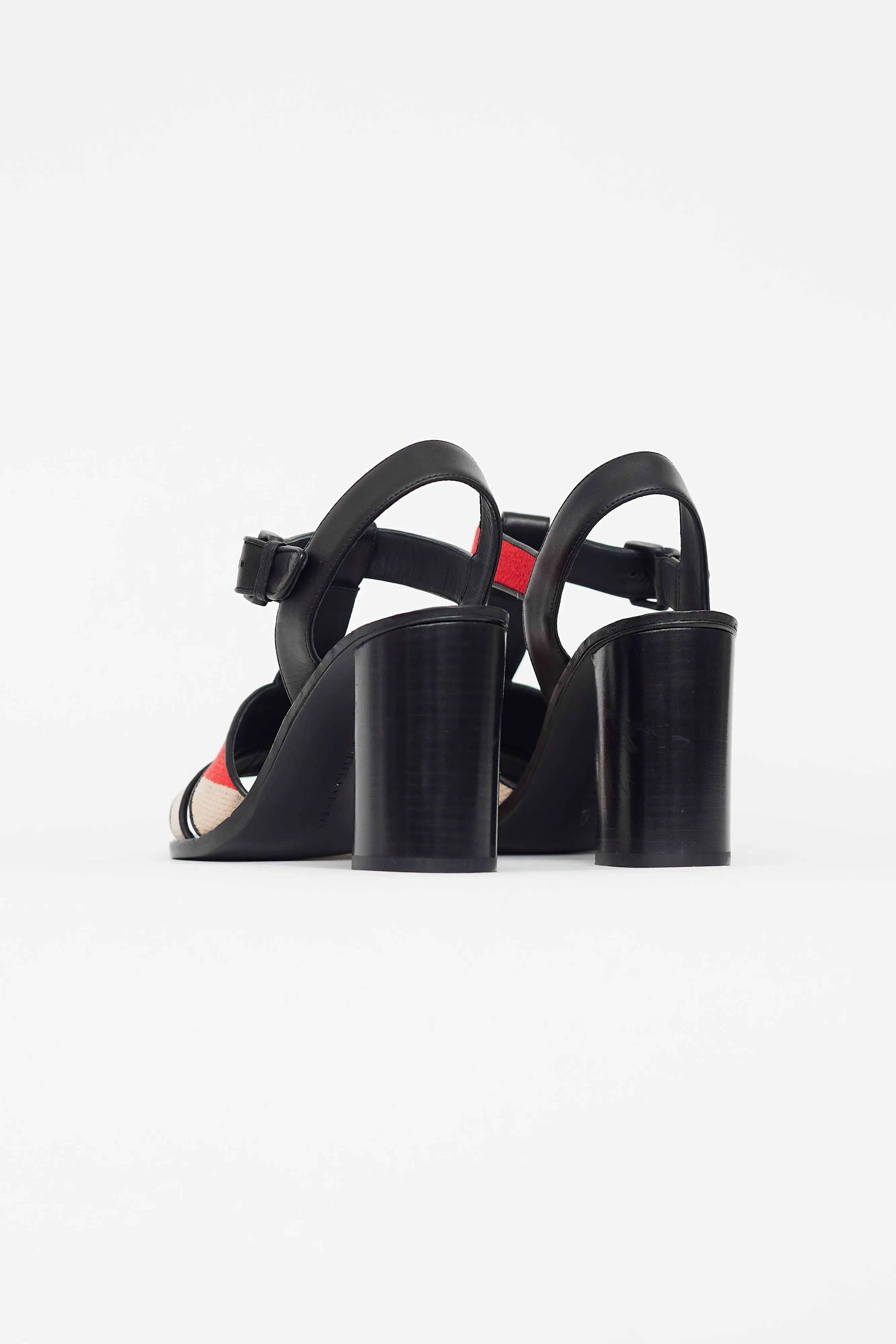 Black & Red Woven Block Heel