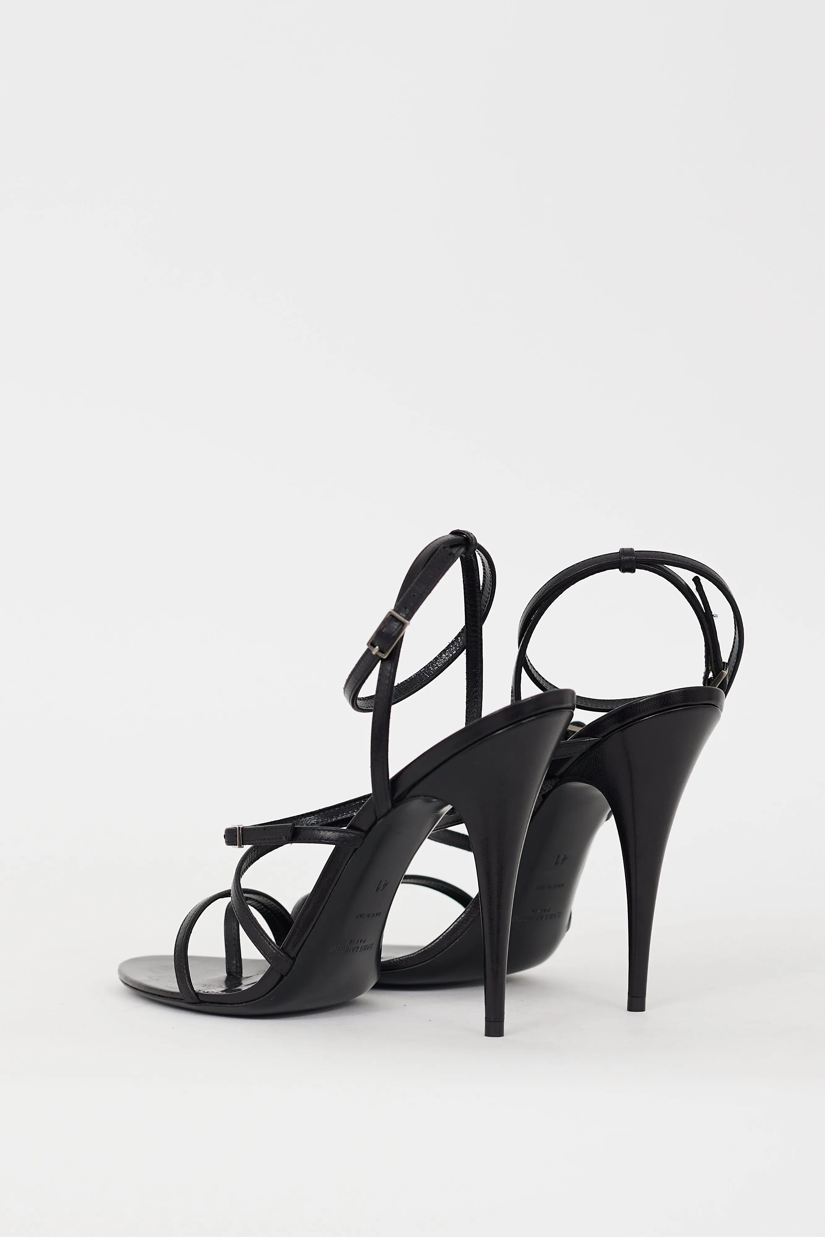 Black Leather Bellini Strappy Heel