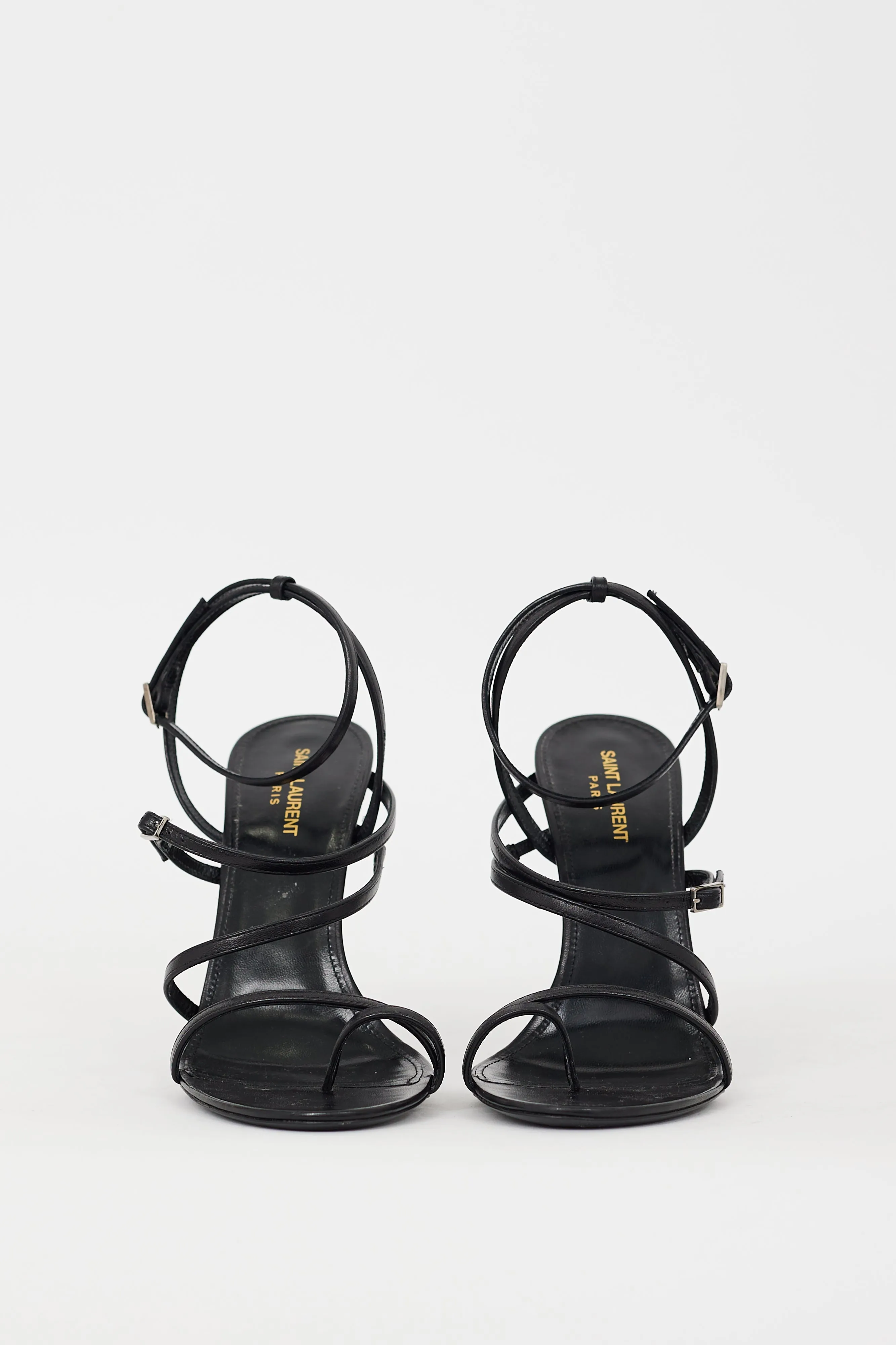 Black Leather Bellini Strappy Heel