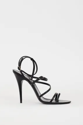 Black Leather Bellini Strappy Heel