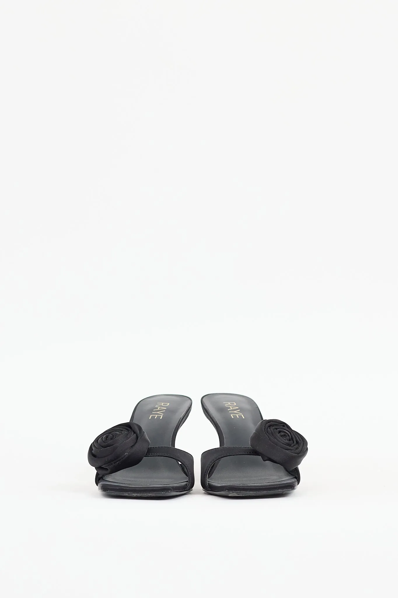 Black Satin Floral Sandal