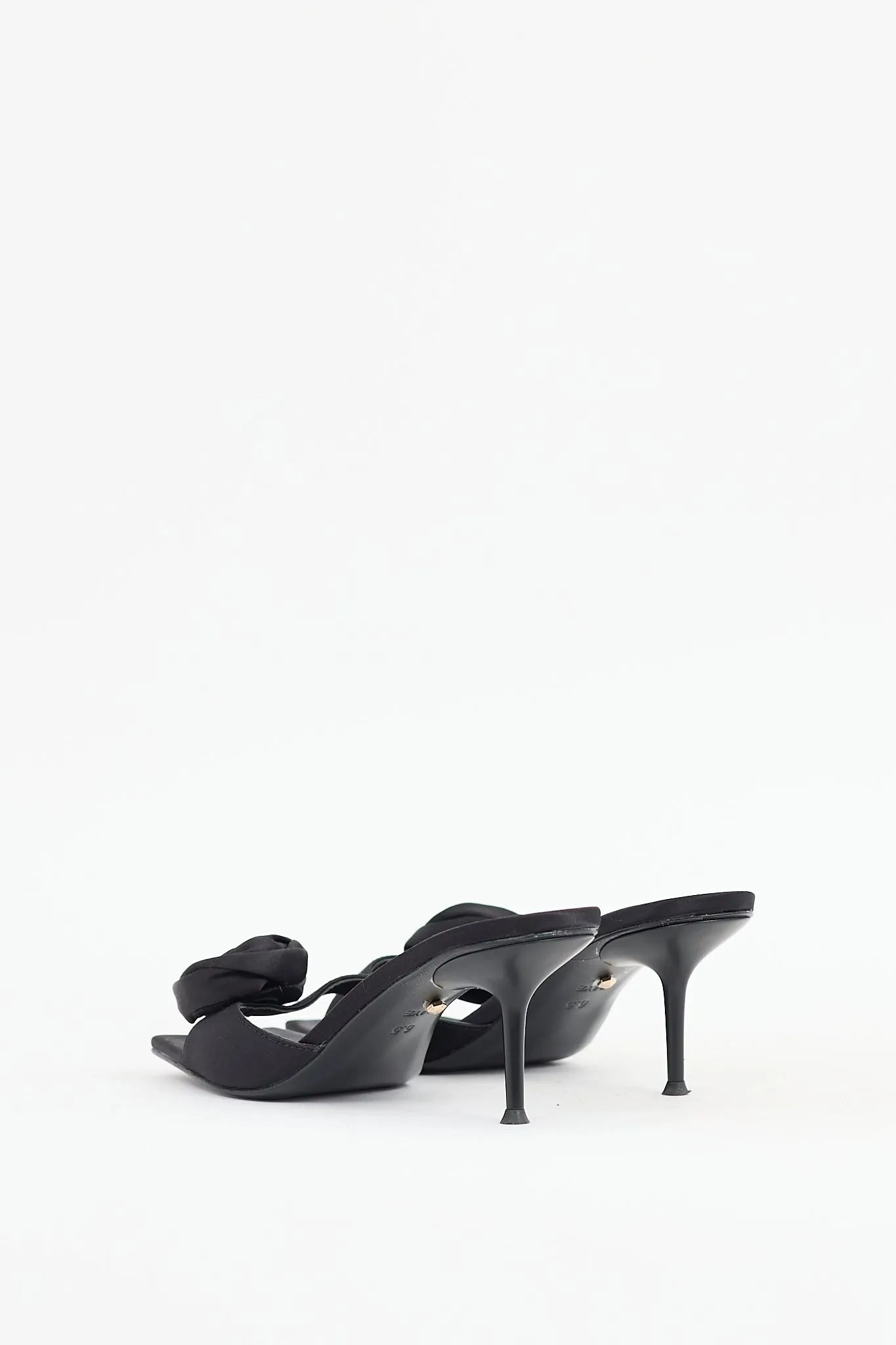 Black Satin Floral Sandal