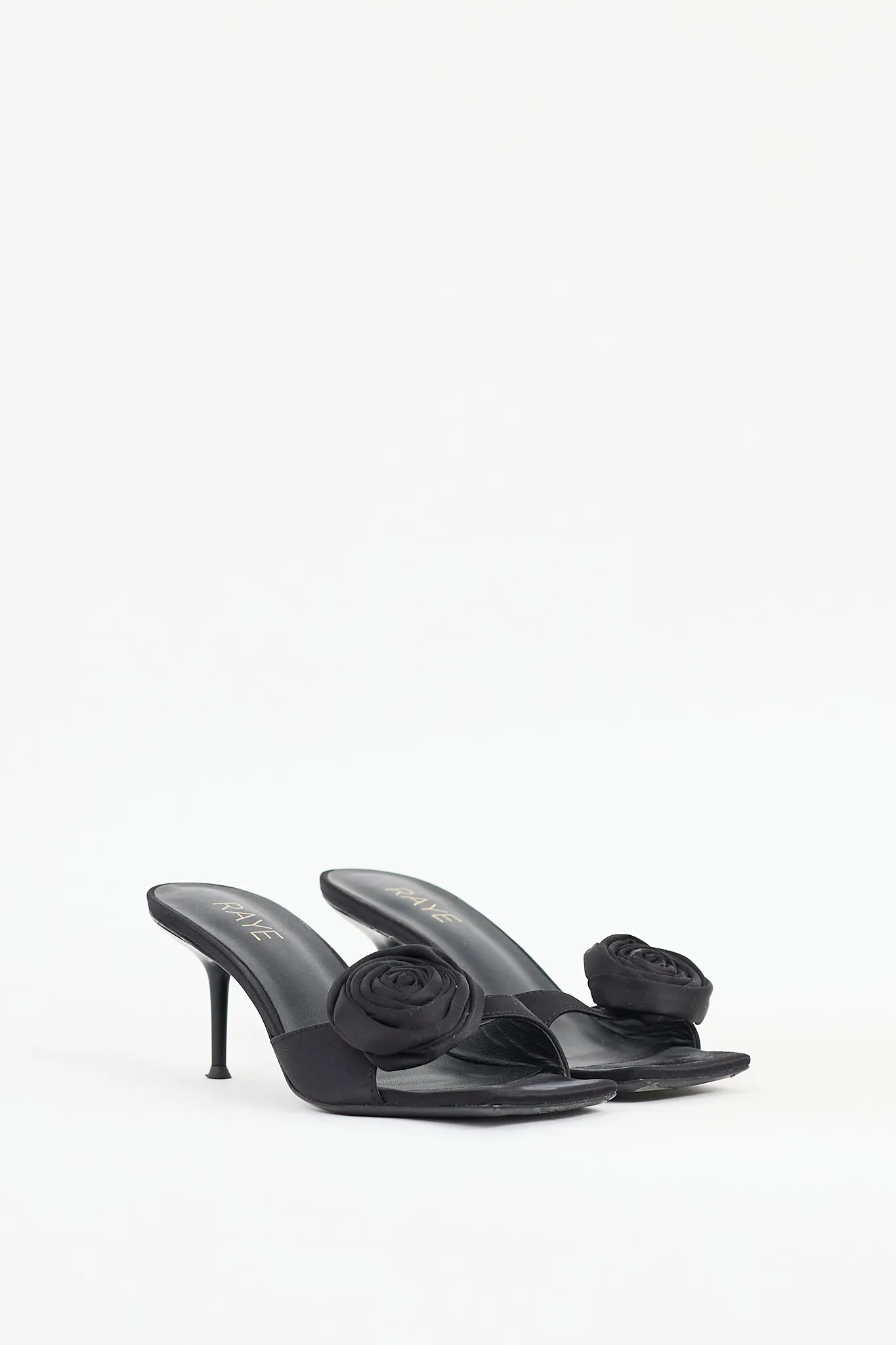 Black Satin Floral Sandal