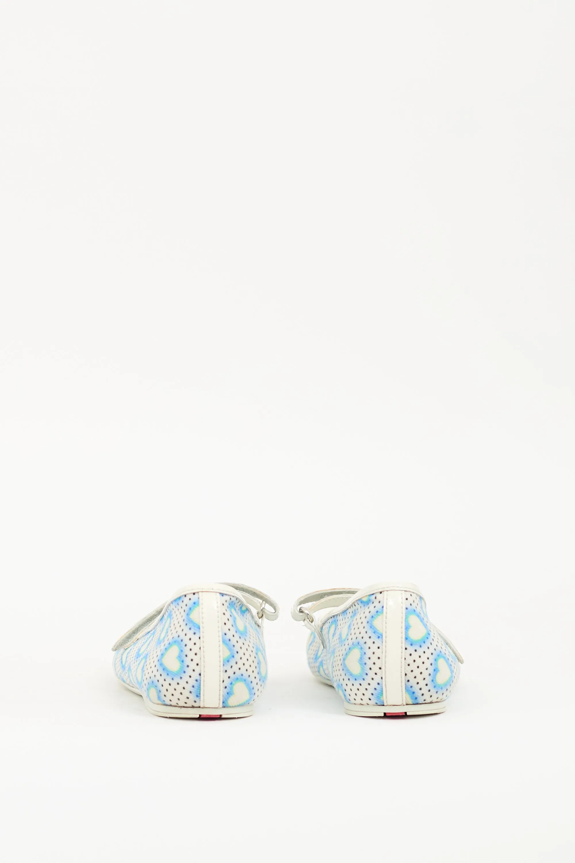 Blue & White Canvas Heart Mary Jane Flat