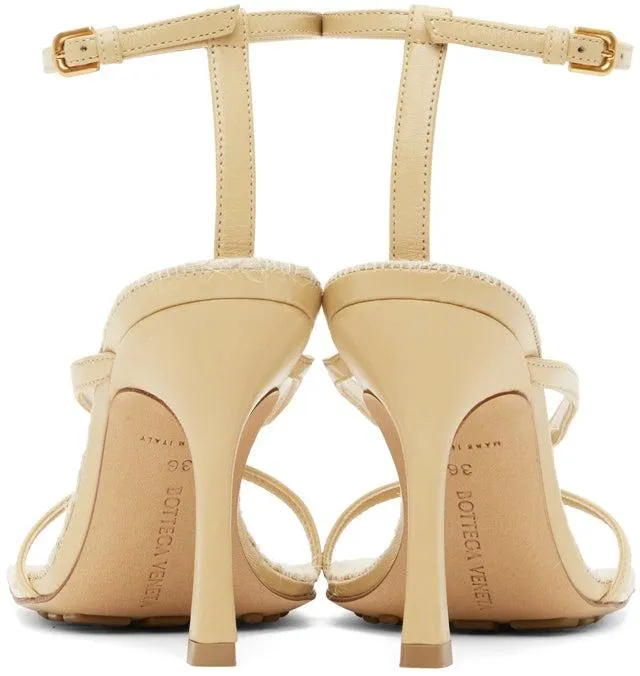 Bottega Veneta Beige Raffia Stretch Heeled Sandals