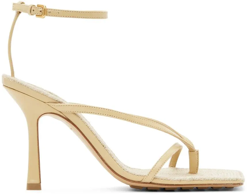 Bottega Veneta Beige Raffia Stretch Heeled Sandals