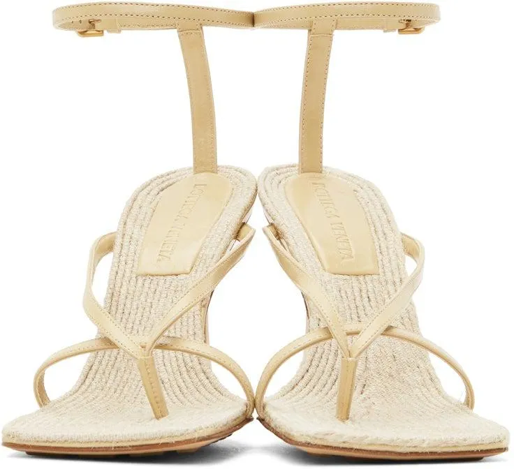 Bottega Veneta Beige Raffia Stretch Heeled Sandals
