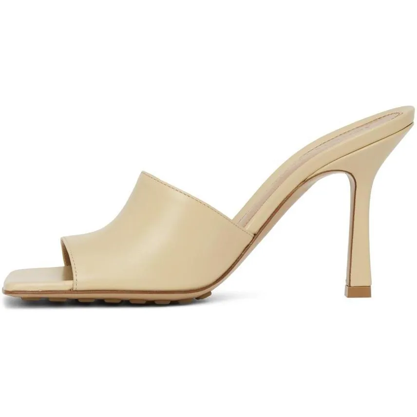 Bottega Veneta Beige Stretch Heeled Mules