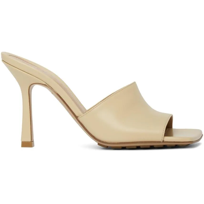 Bottega Veneta Beige Stretch Heeled Mules