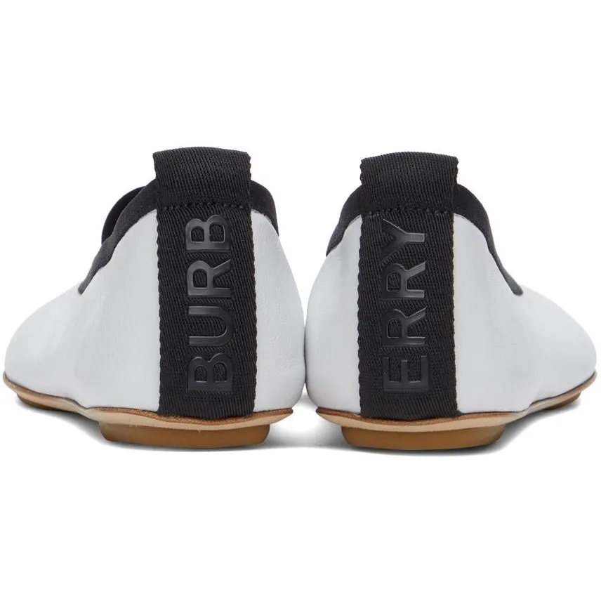 Burberry White Logo Detail Ballerina Flats