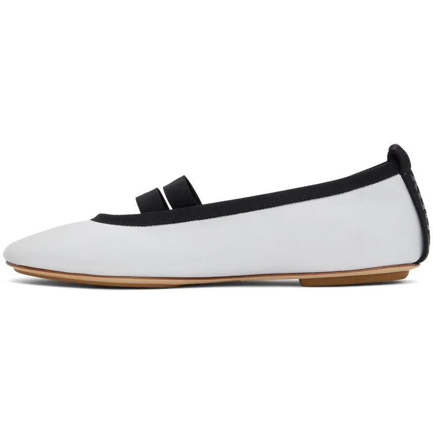 Burberry White Logo Detail Ballerina Flats