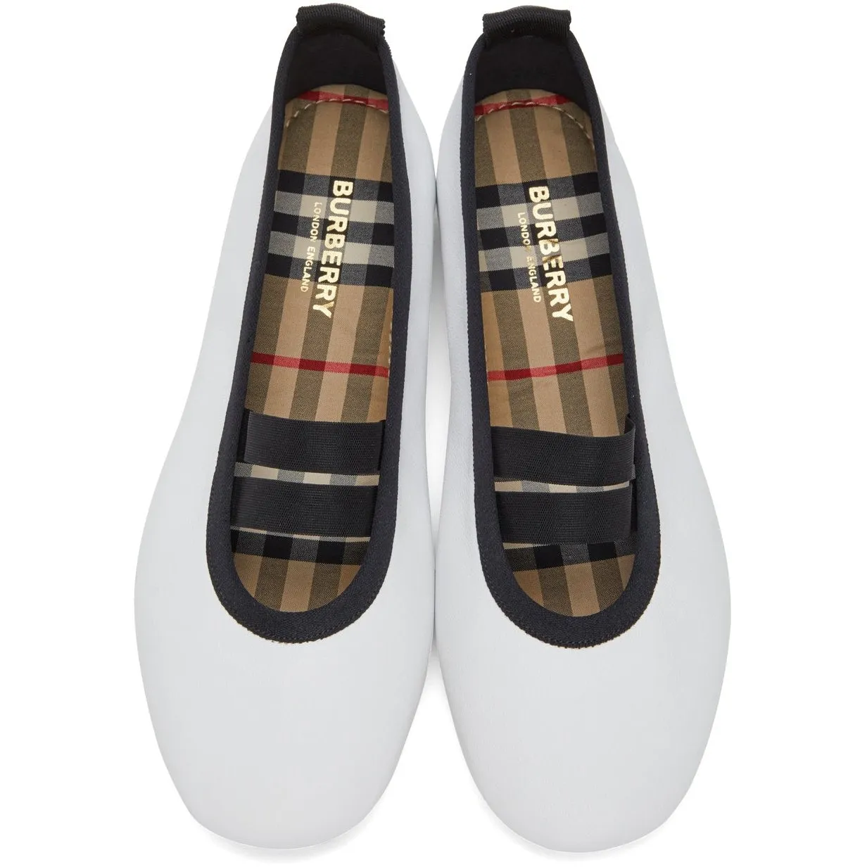 Burberry White Logo Detail Ballerina Flats