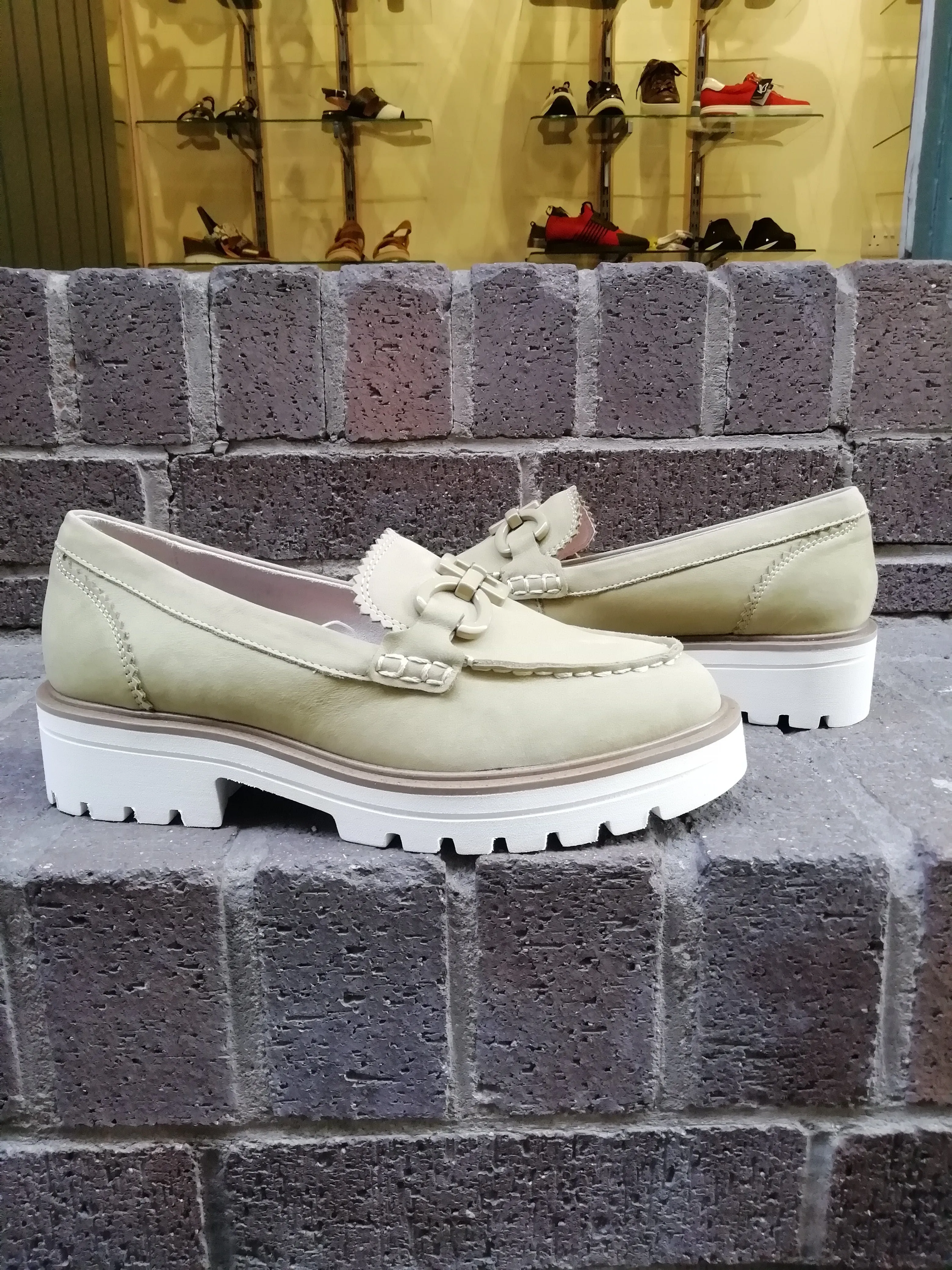 Caprice Green Nubuck Loafer. Only size 4 left.