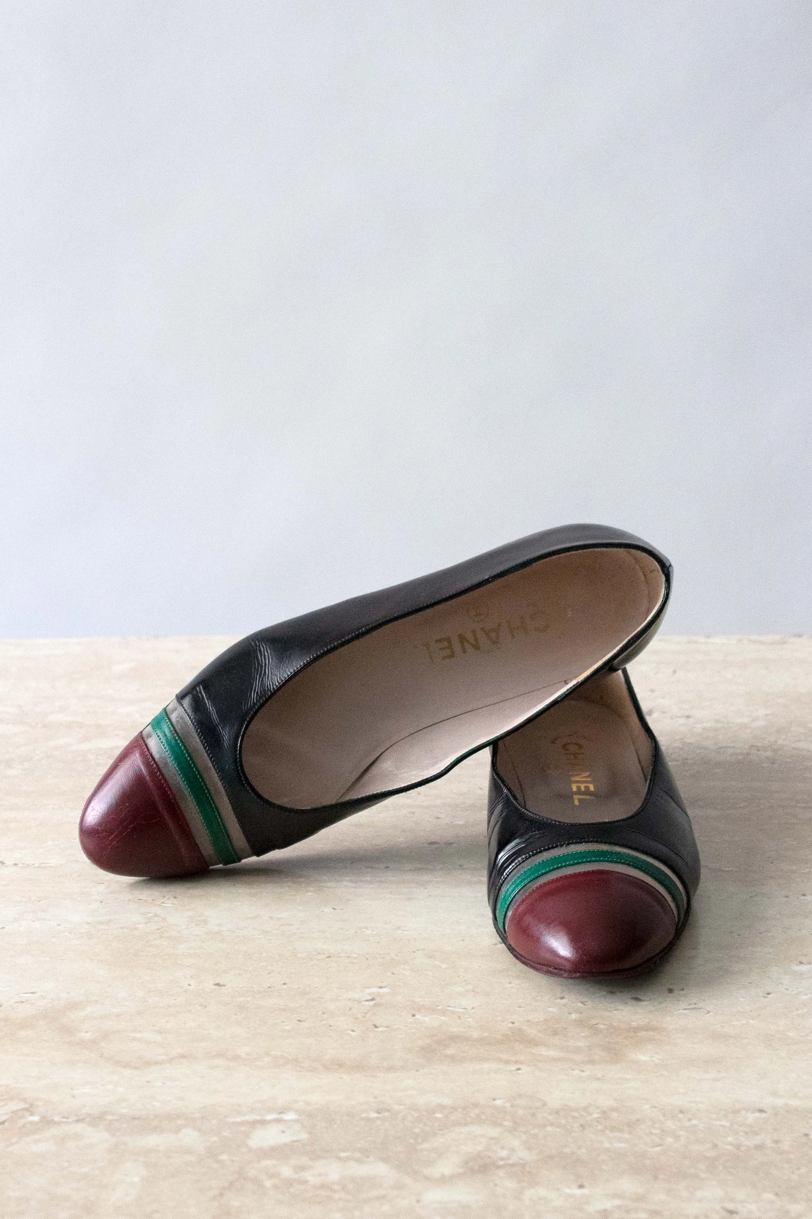 Chanel Black Leather Flats