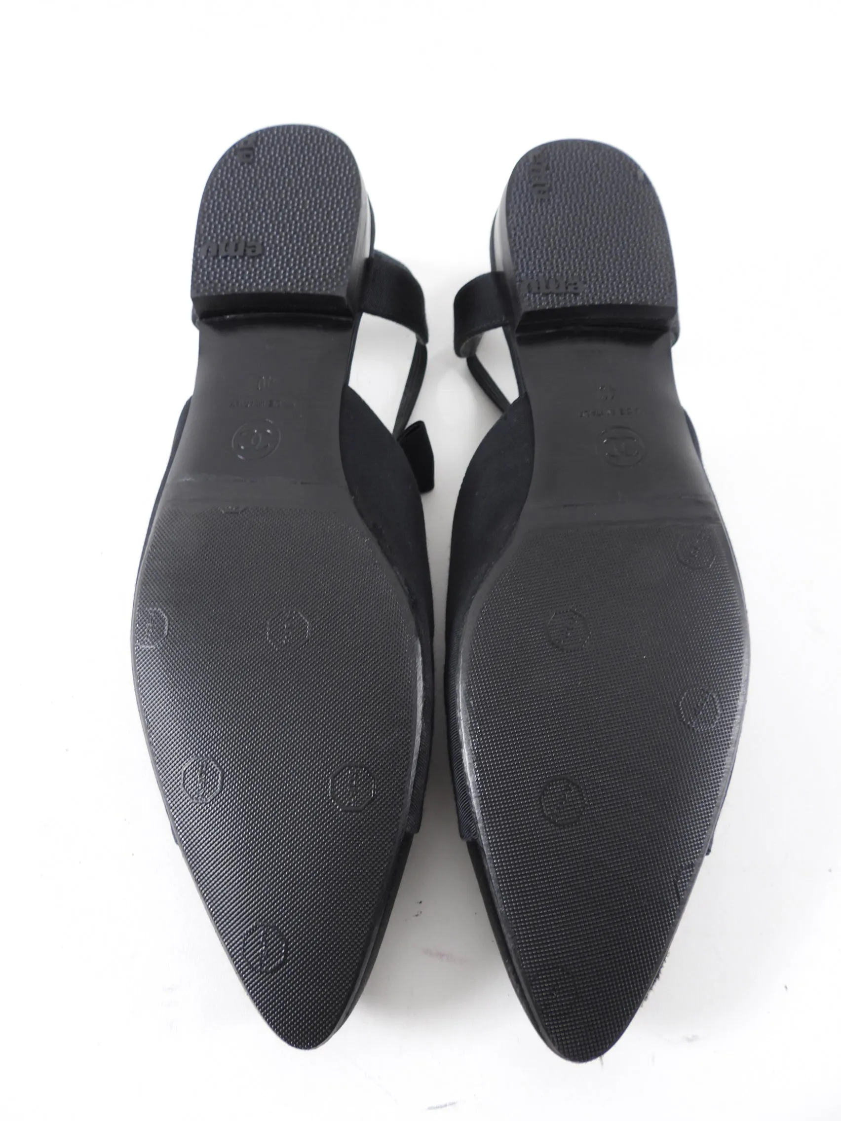 Chanel Fabric and Satin Cap  Toe Bow Flats - 40