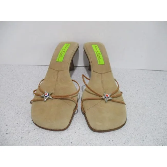 Goffredo Fantini Beige Sand Chic Tan Brushed Suede Slip On Slides Sandals Size Eu