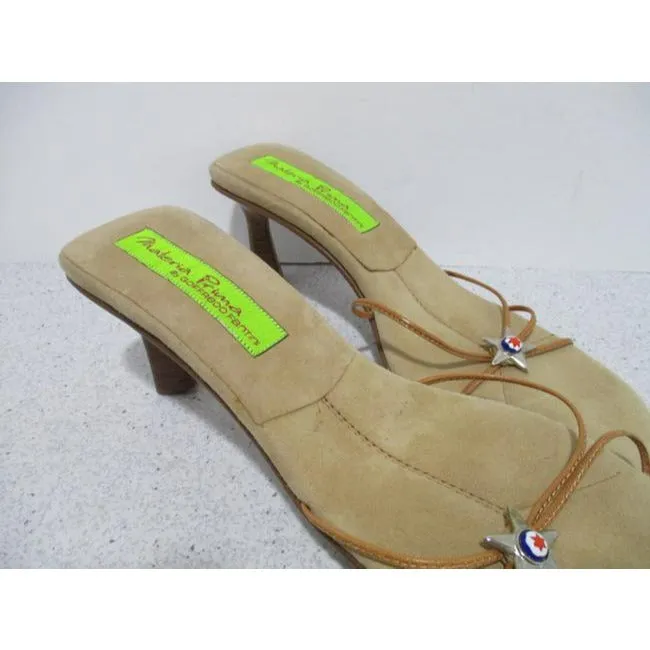 Goffredo Fantini Beige Sand Chic Tan Brushed Suede Slip On Slides Sandals Size Eu