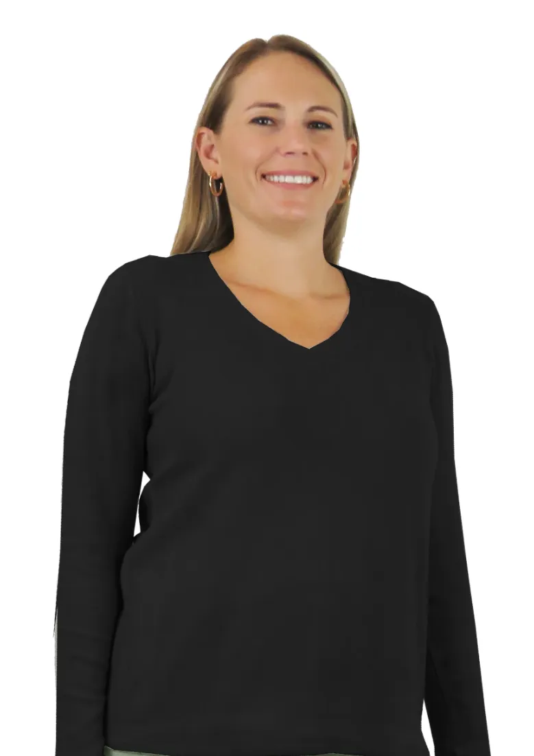 La Cera Long Sleeve V Neck Top