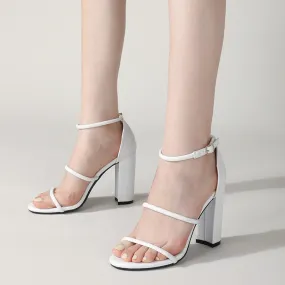 Nude Strappy Block Heels Women's Chunky Heel Sandals