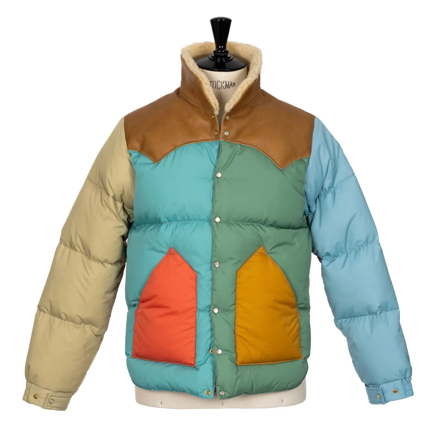 Rocky Mountain Featherbed x MJ: Daunenjacke "Christy Multi-Patch Jacket" mit Lammfellkragen