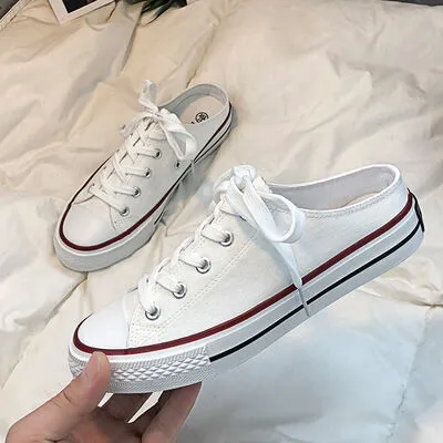 Round Toe Lace-Up Canvas Sneakers (2 color options)