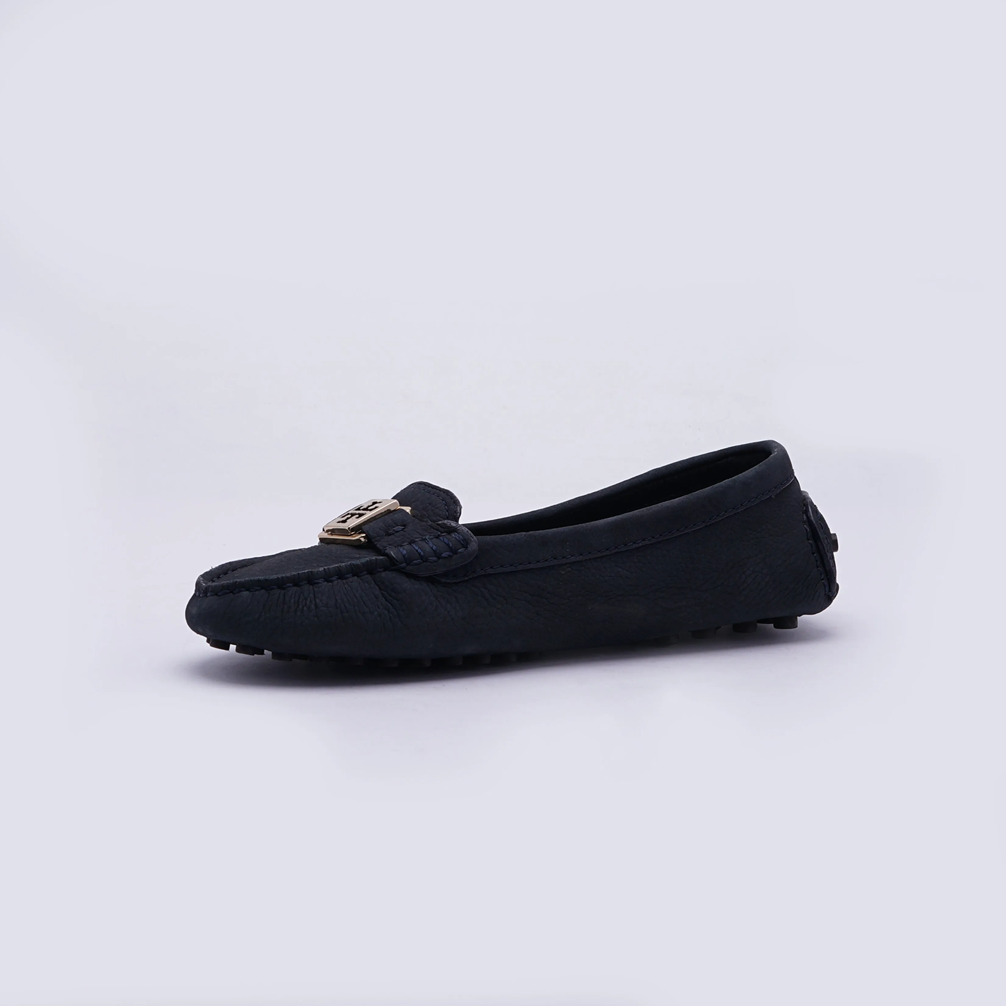Tory Burch Black Leather Slip On Loafers