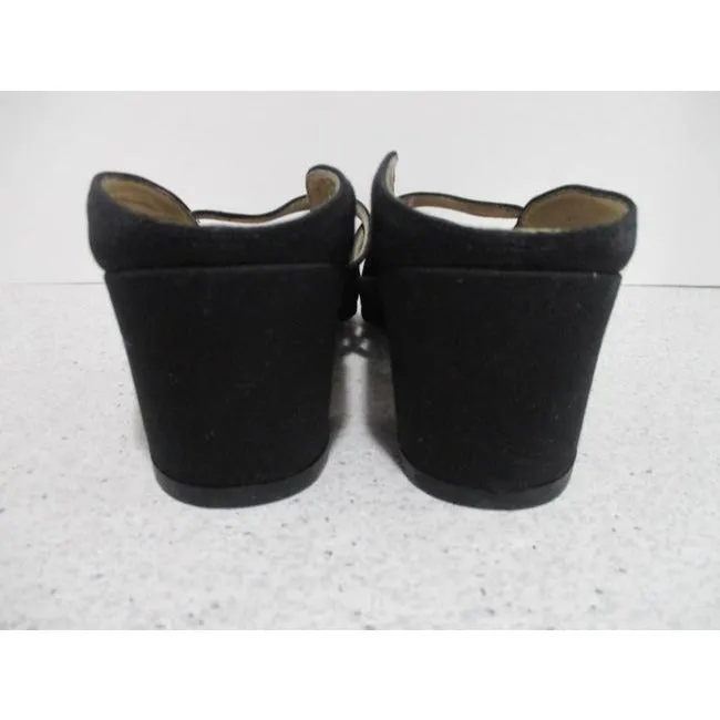 Vaneli Black Fabric Square Toe Single Cross Strap Mulesslides Size Us