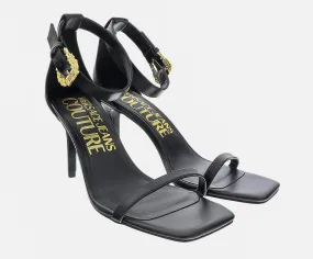 Versace Jeans Couture Black High Heel Ankle Strap Sandal