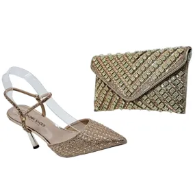 Yunai Slingback Kitten Heels and Clutch Bag Set